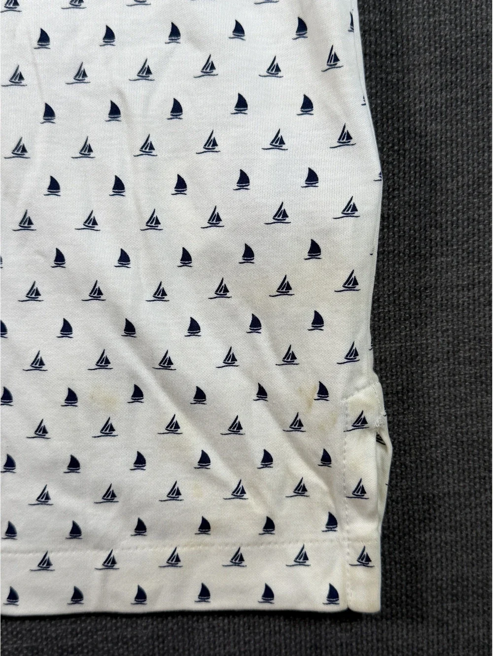Polo Ralph Lauren Classic Fit XS White Polo Shirt with Navy Sailboat Print